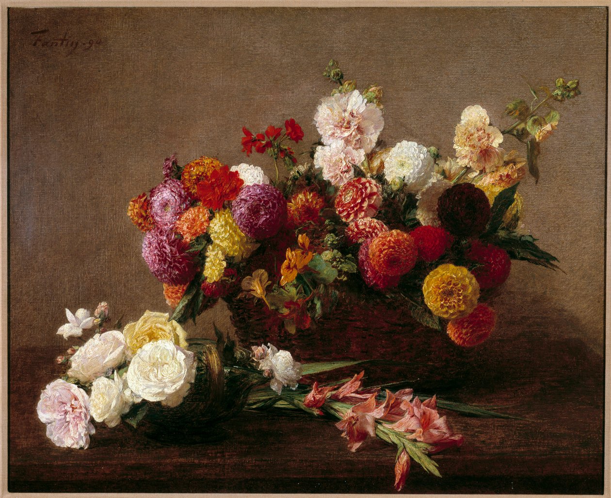 Här är blommor från mitten av sommaren Målning av Henri Fantin Latour av Ignace Henri Jean Fantin Latour