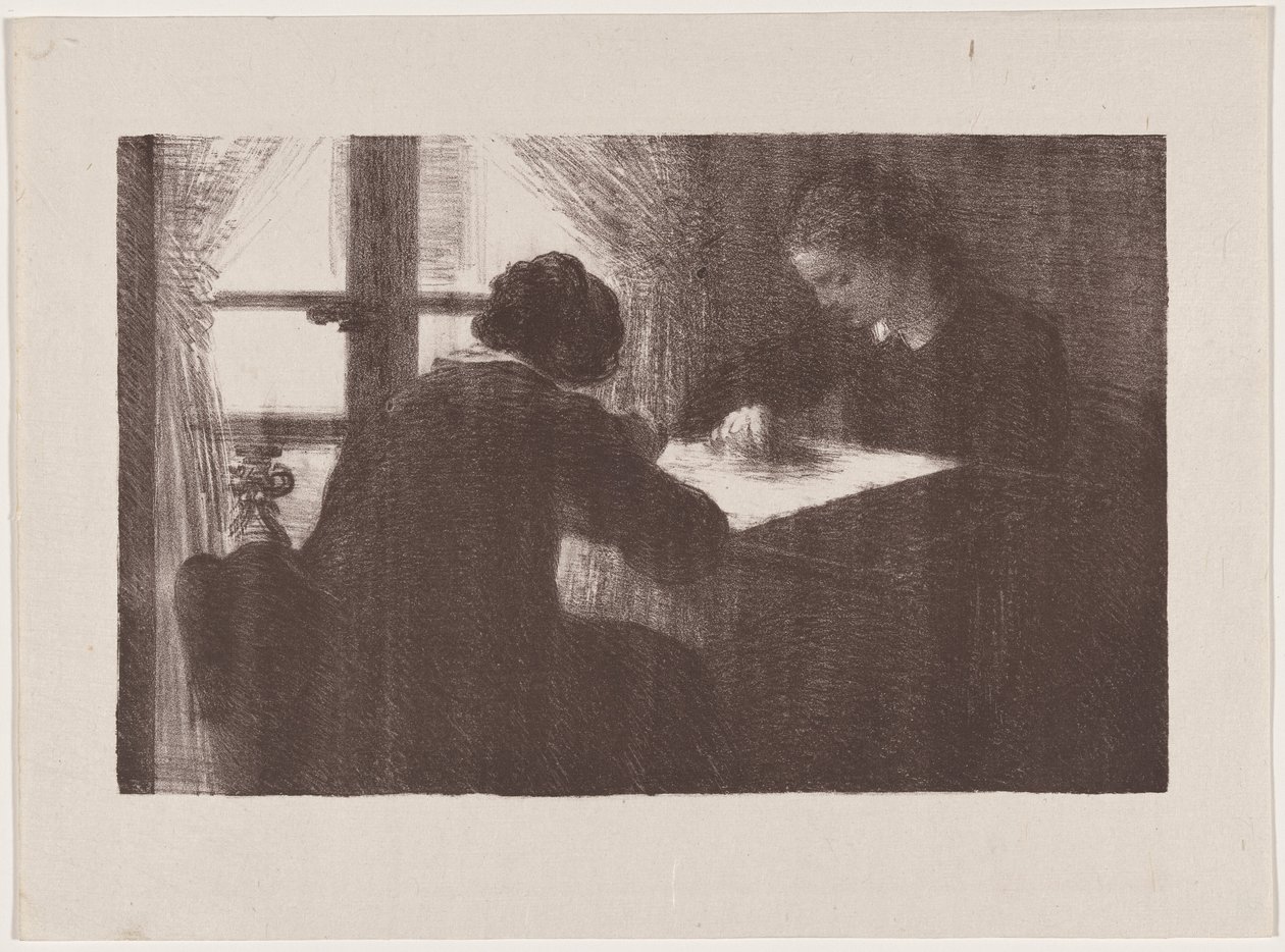 Interiör (Brodererskorna) av Henri Fantin-Latour