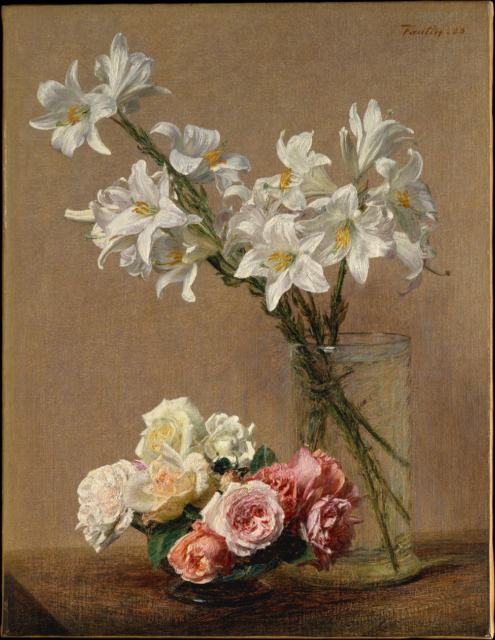 Rosor och liljor av Henri Fantin-Latour