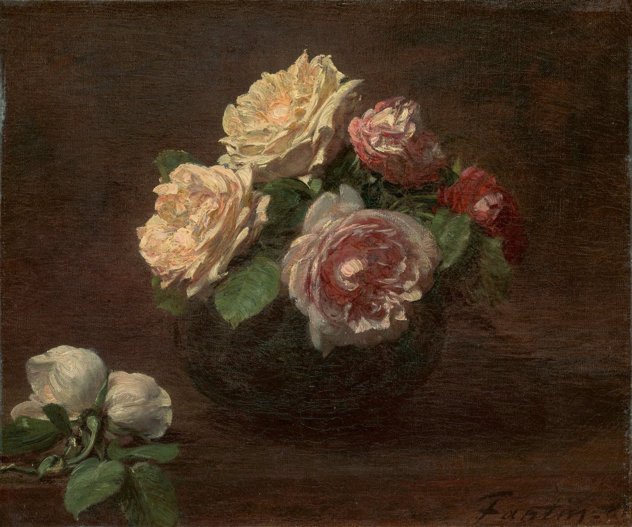Rosor i en skål av Henri Fantin-Latour
