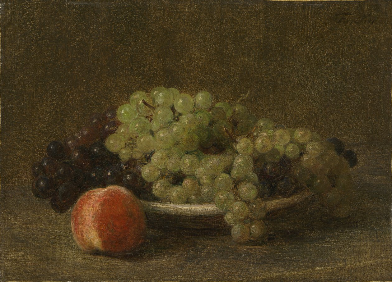 Stilleben med druvor och en persika av Henri Fantin-Latour