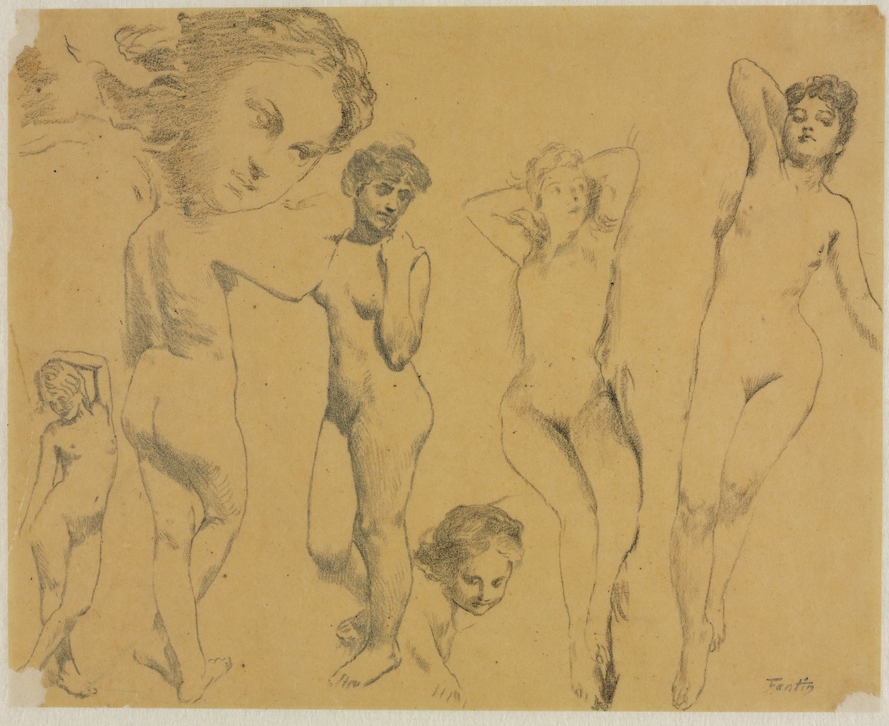 Studier av kvinnliga nakenbilder av Henri Fantin-Latour
