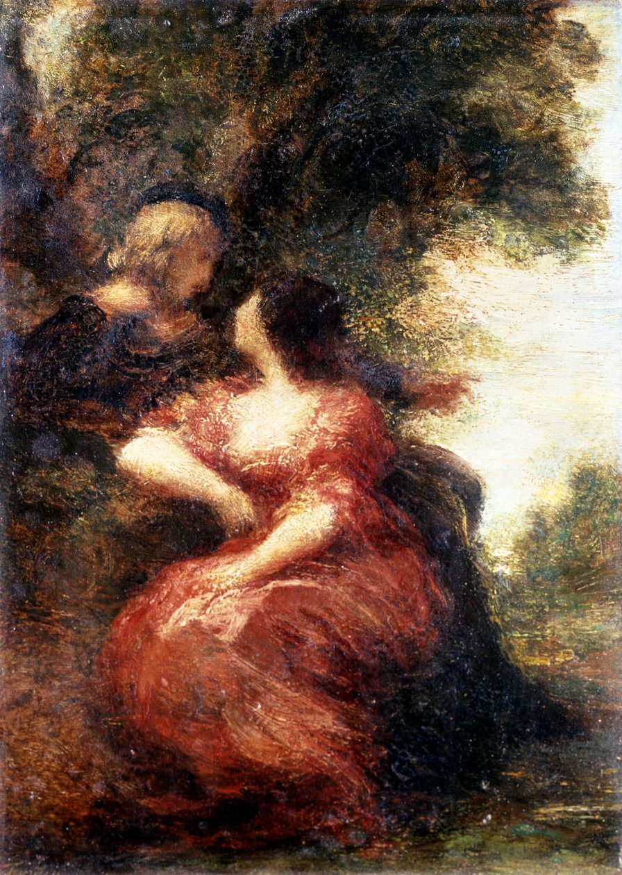 Trubadur och hans dam. Målning av Henri Fantin-Latour (Henri Fantin Latour av Henri Fantin-Latour
