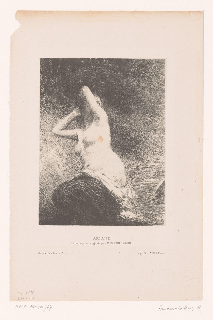 Ariadne lämnade efter sig på ön Naxos Ariane (titel på objekt) av Ignace Henri Jean Fantin Latour