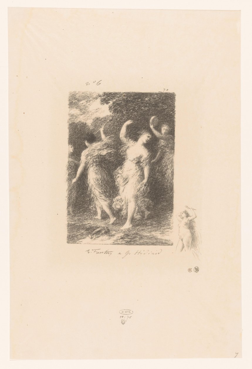 Bacchanter dansar och gör musik Bacchus Dikter av André Chénier (serietitel) Illustrations pour les Poésies d