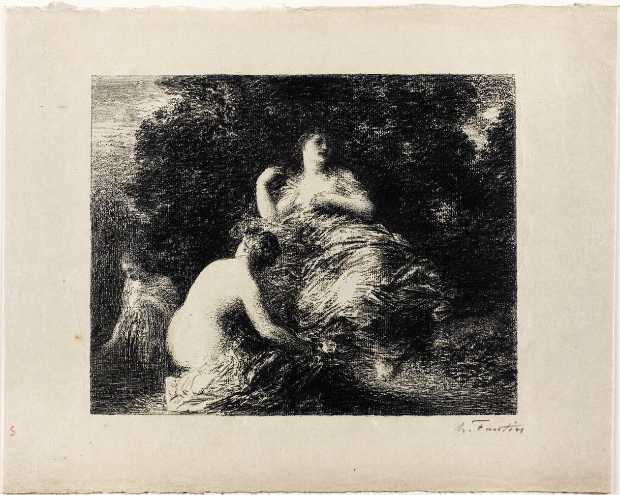 Badande kvinnor, medium tallrik av Ignace Henri Jean Fantin Latour