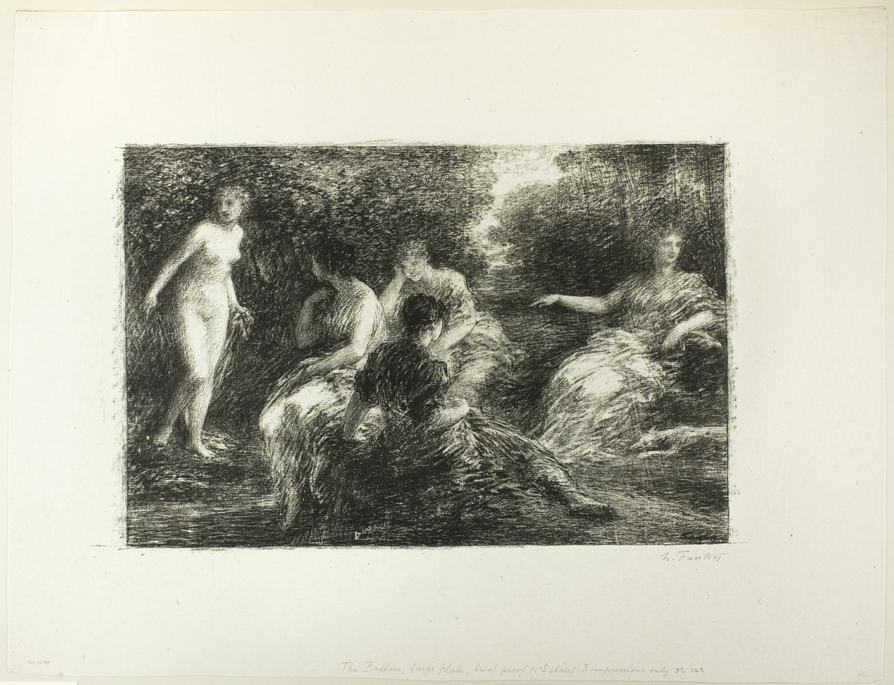 Badande kvinnor, tredje stor tallrik av Ignace Henri Jean Fantin Latour
