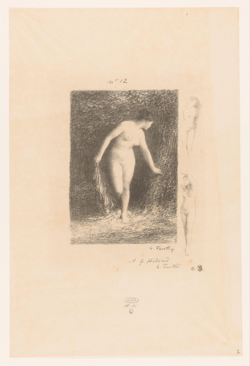 Diana ontkleedt sig om te baden Diana Gedichten van André Chénier (serietitel) Illustrationer till André Chéniers dikter (serietitel) av Ignace Henri Jean Fantin Latour