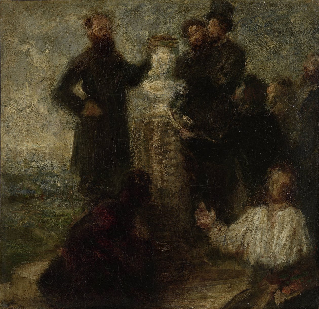 Skiss för hyllningen till Delacroix av Ignace Henri Jean Fantin Latour