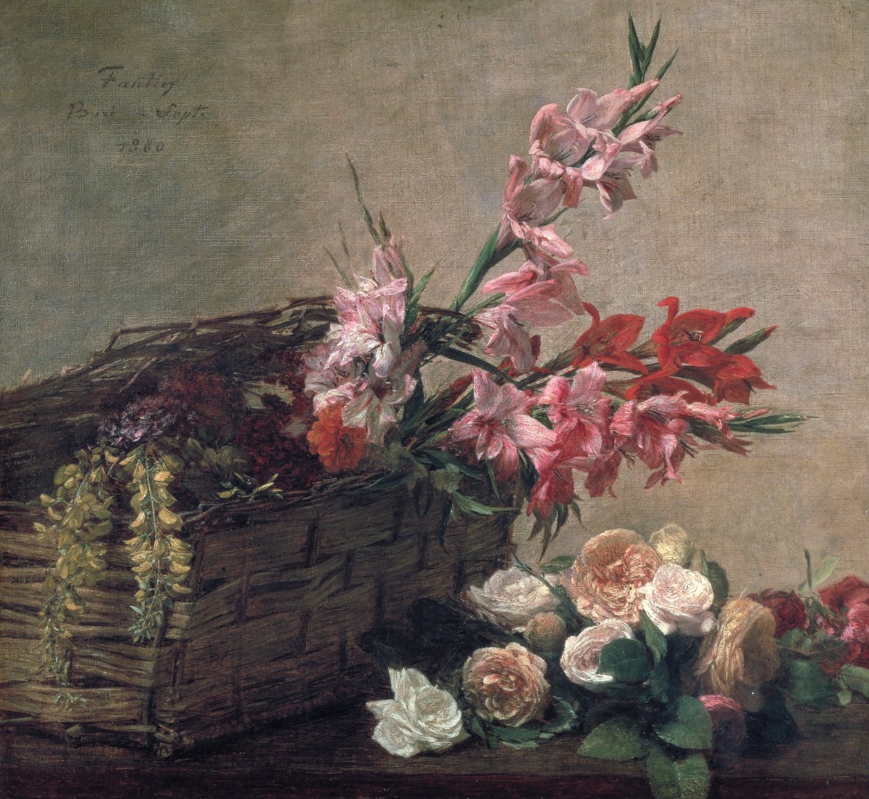 "Gladioli och rosor", 1880 av Ignace Henri Jean Fantin Latour