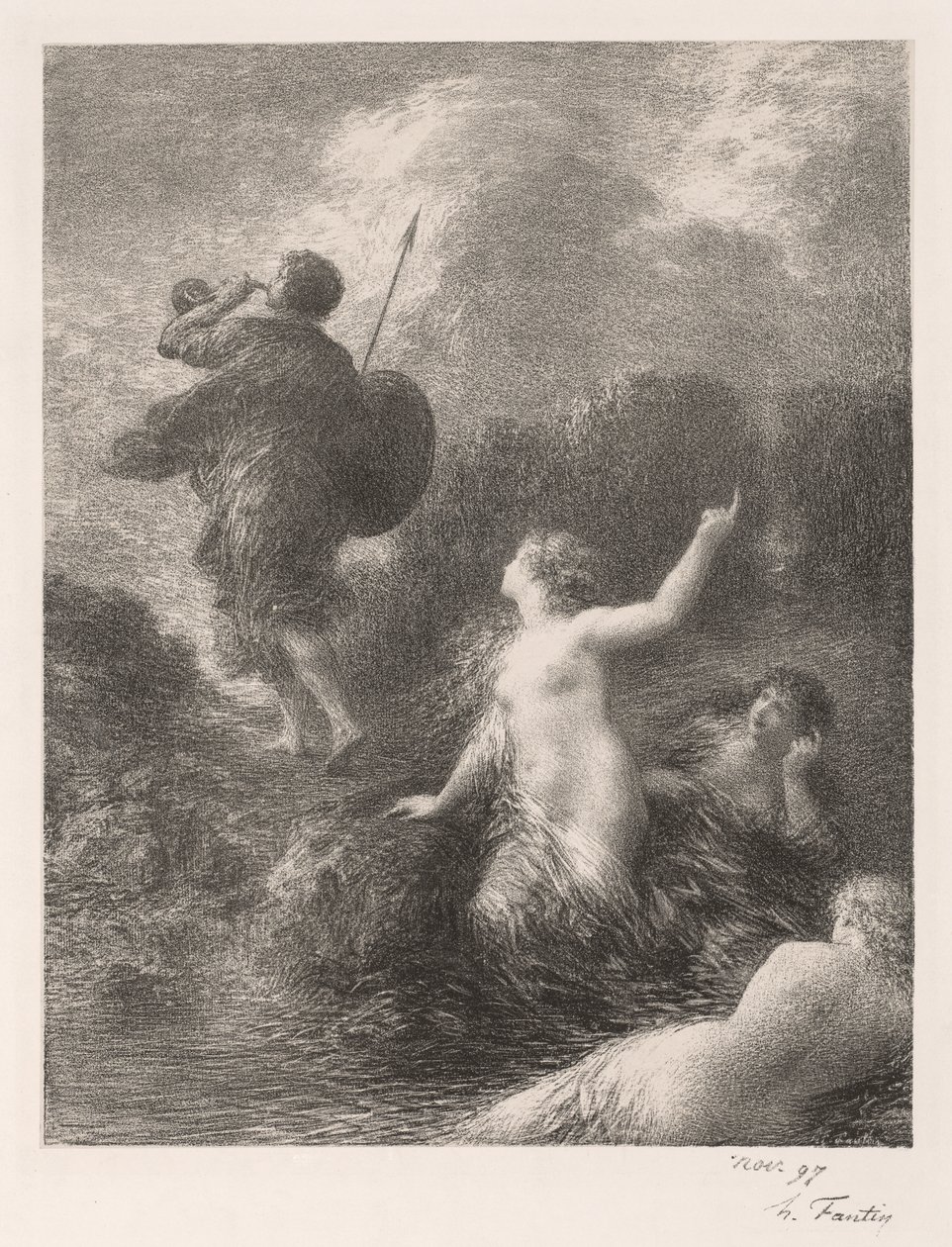 Goetterdaemmerung: Siegfried och flickorna av Ignace Henri Jean Fantin Latour
