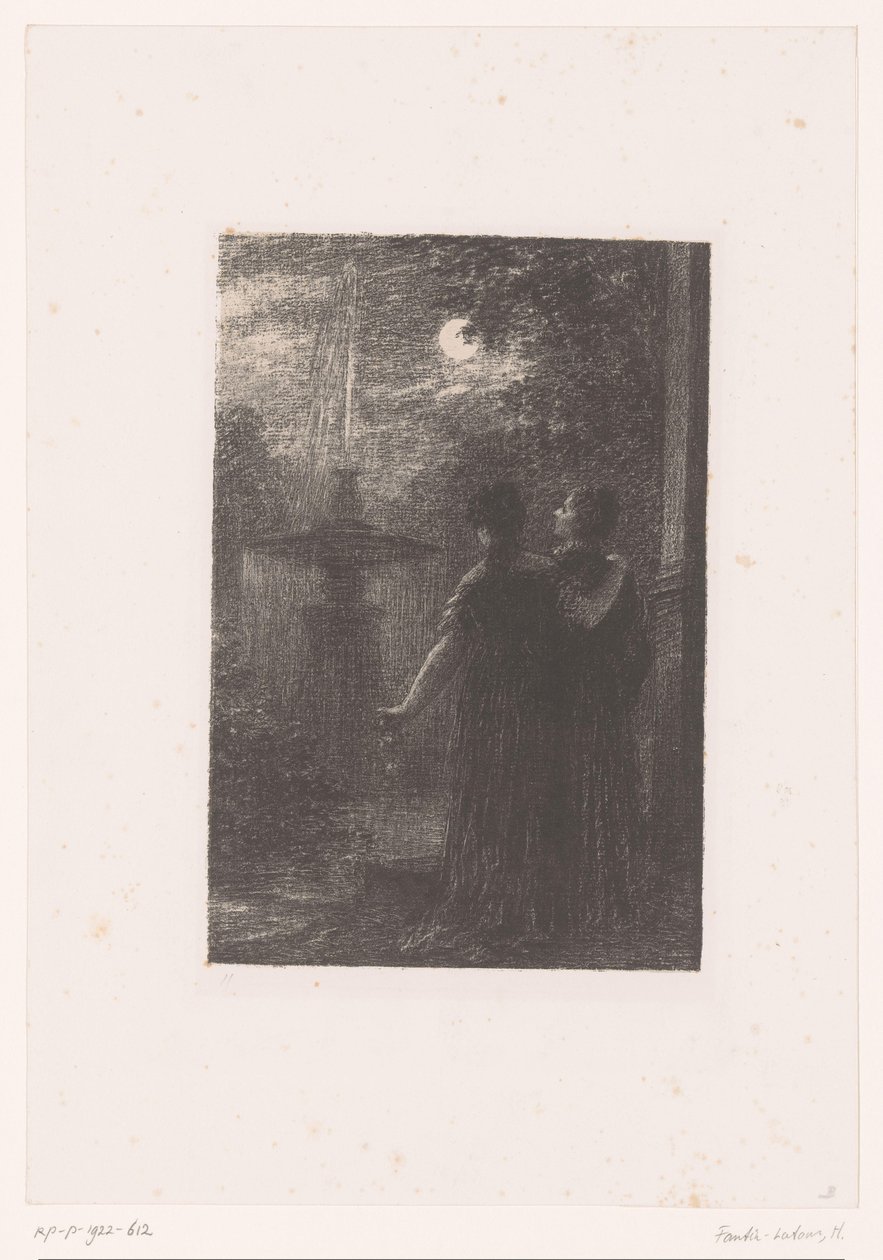 Hero och Ursule vid en fontän i månskenet Beatrice och Benedict. Akt I. Nocturne Hector Berlioz liv och verk (serietitel) av Ignace Henri Jean Fantin Latour