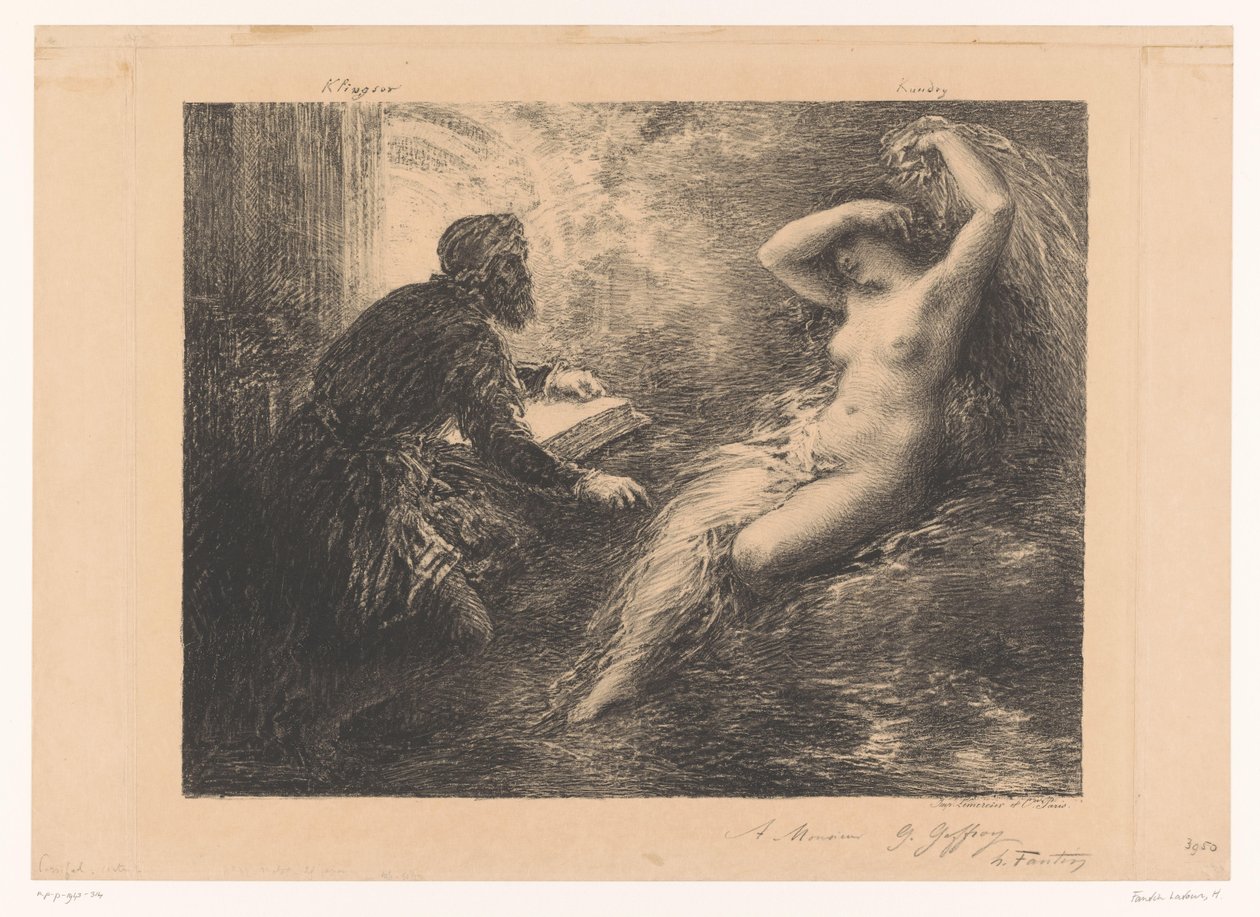 Klingsor kallar till Kundry med en besvärjelse Evocation de Kundry Klinsor Kundry (titel på objekt) av Ignace Henri Jean Fantin Latour