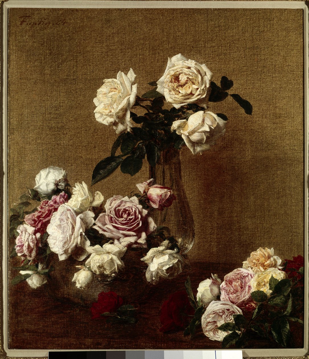 Les roses Målning av Henri Fantin Latour (Fantin-Latour) (1836-1904) Privat samling från 1800-talet. av Ignace Henri Jean Fantin Latour