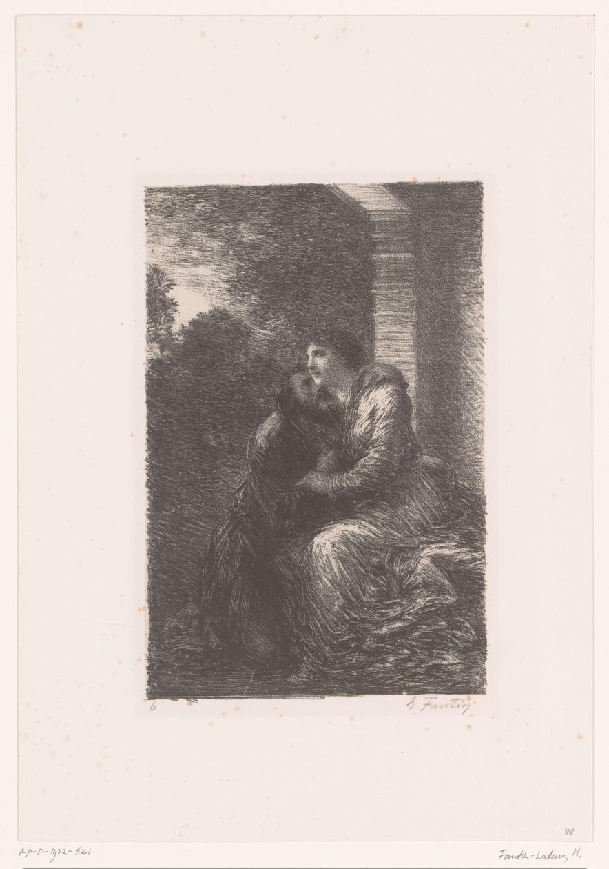 Lohengrin och Elsa omfamnar i smekmånadssviten Lohengrin. Akt III. Scene d