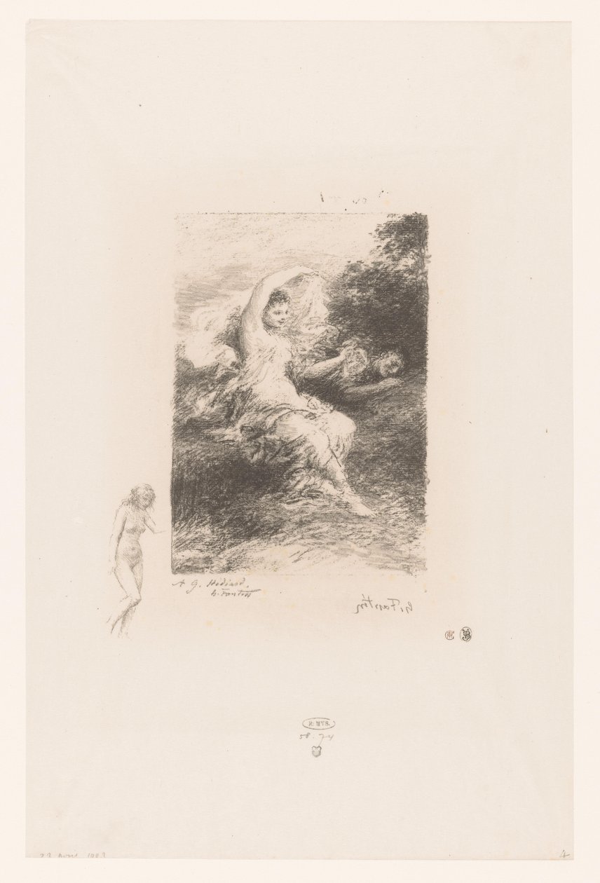 Lydé vakar över sin sovande älskare Lyde Dikter av André Chénier (serietitel) Illustrations pour les Poésies d