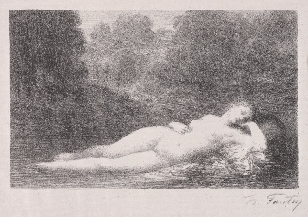 Ligger i vattnet av Ignace Henri Jean Fantin Latour