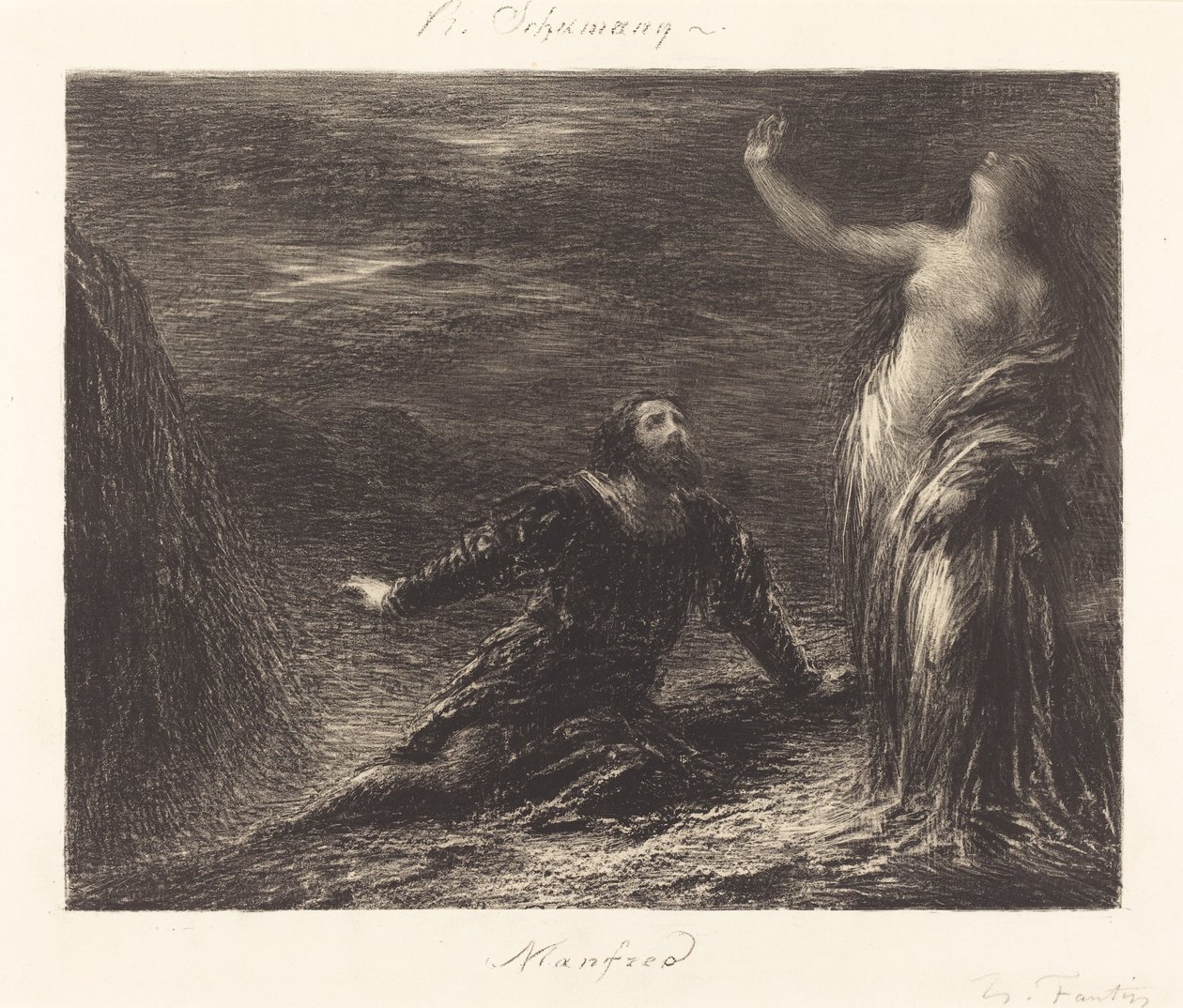 Manfred och Astarte (2:a plattan) av Ignace Henri Jean Fantin Latour