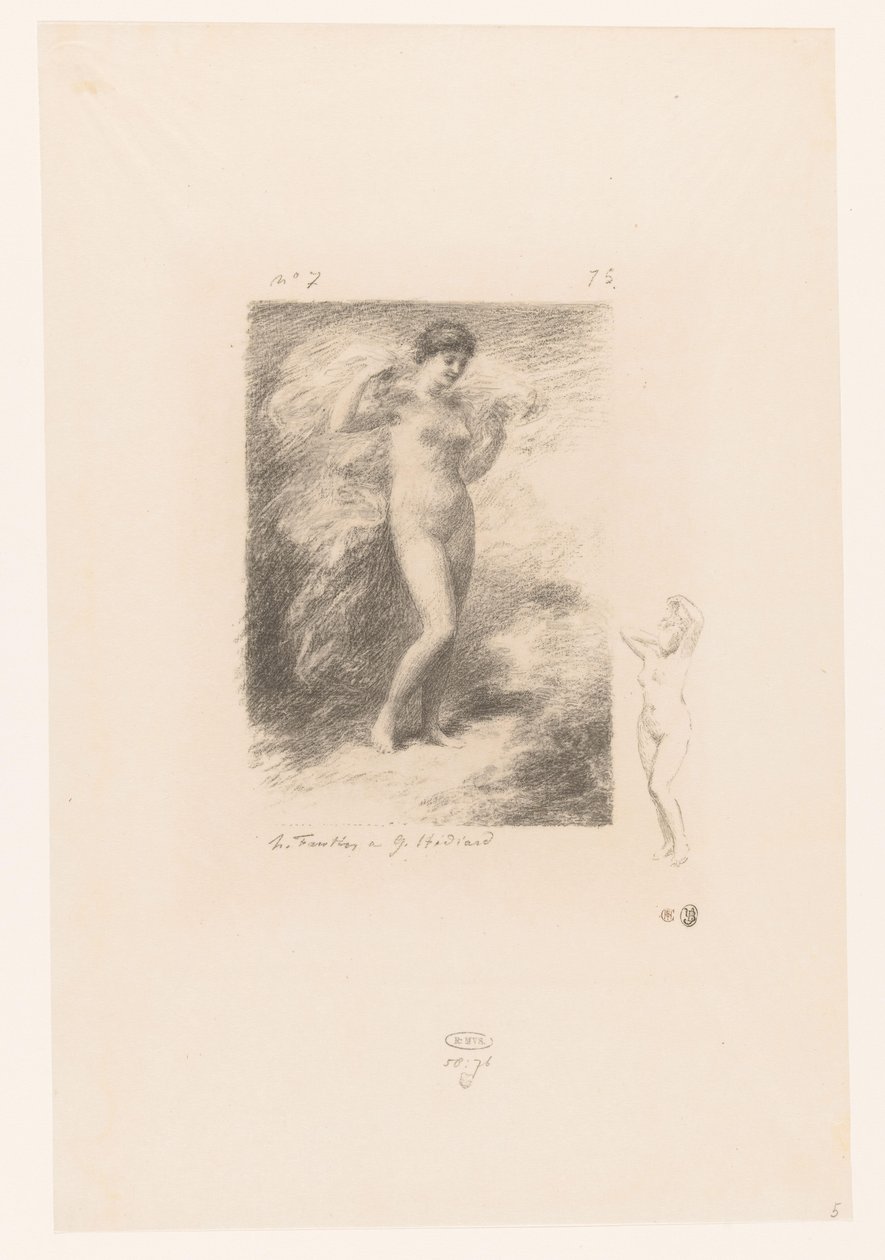 Néere met wapperende sluier Neere Gedichten van André Chénier (serietitel) Illustrationer till André Chéniers dikter (serietitel) av Ignace Henri Jean Fantin Latour