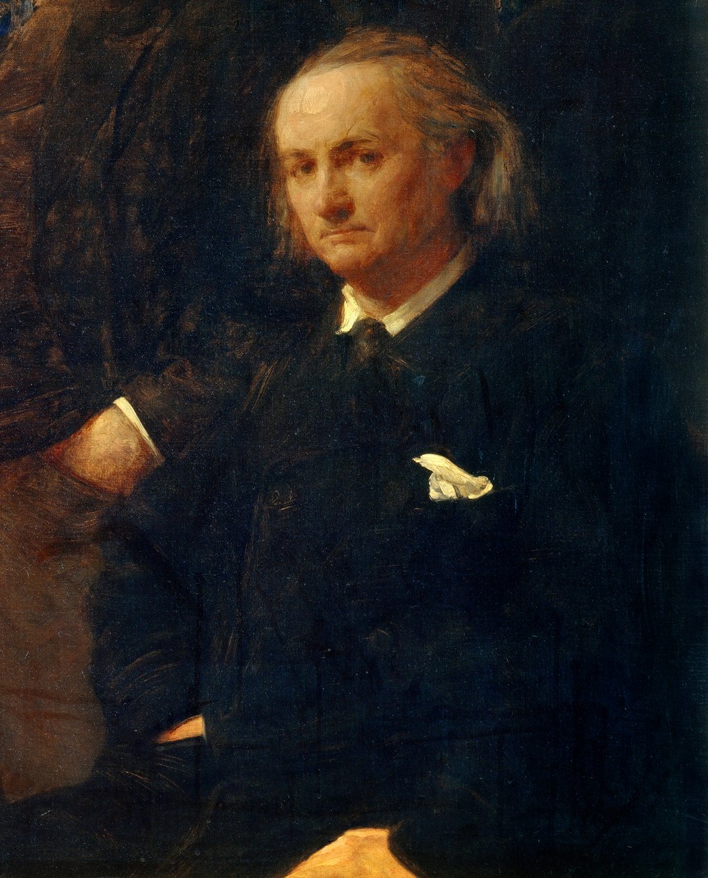 Porträtt av Charles Baudelaire - detalj av: "" Homage to Eugene Delacroix"" Målning av Henri Fantin Latour (Fantin-Latour av Ignace Henri Jean Fantin Latour