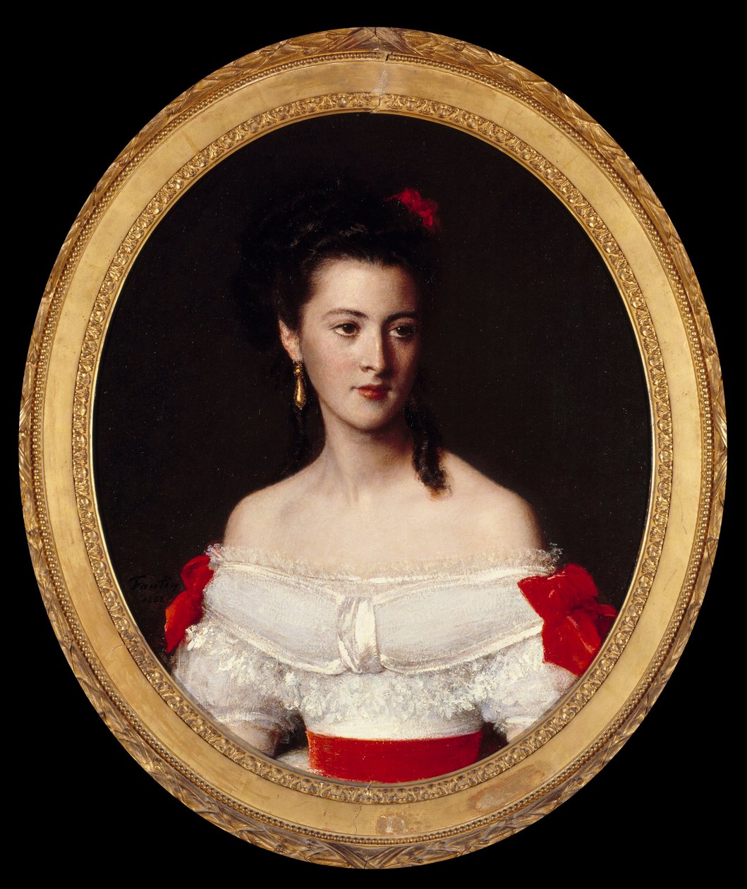Porträtt av Marguerite de Biron. Målning av Henri Fantin Latour (Fantin-Latour av Ignace Henri Jean Fantin Latour