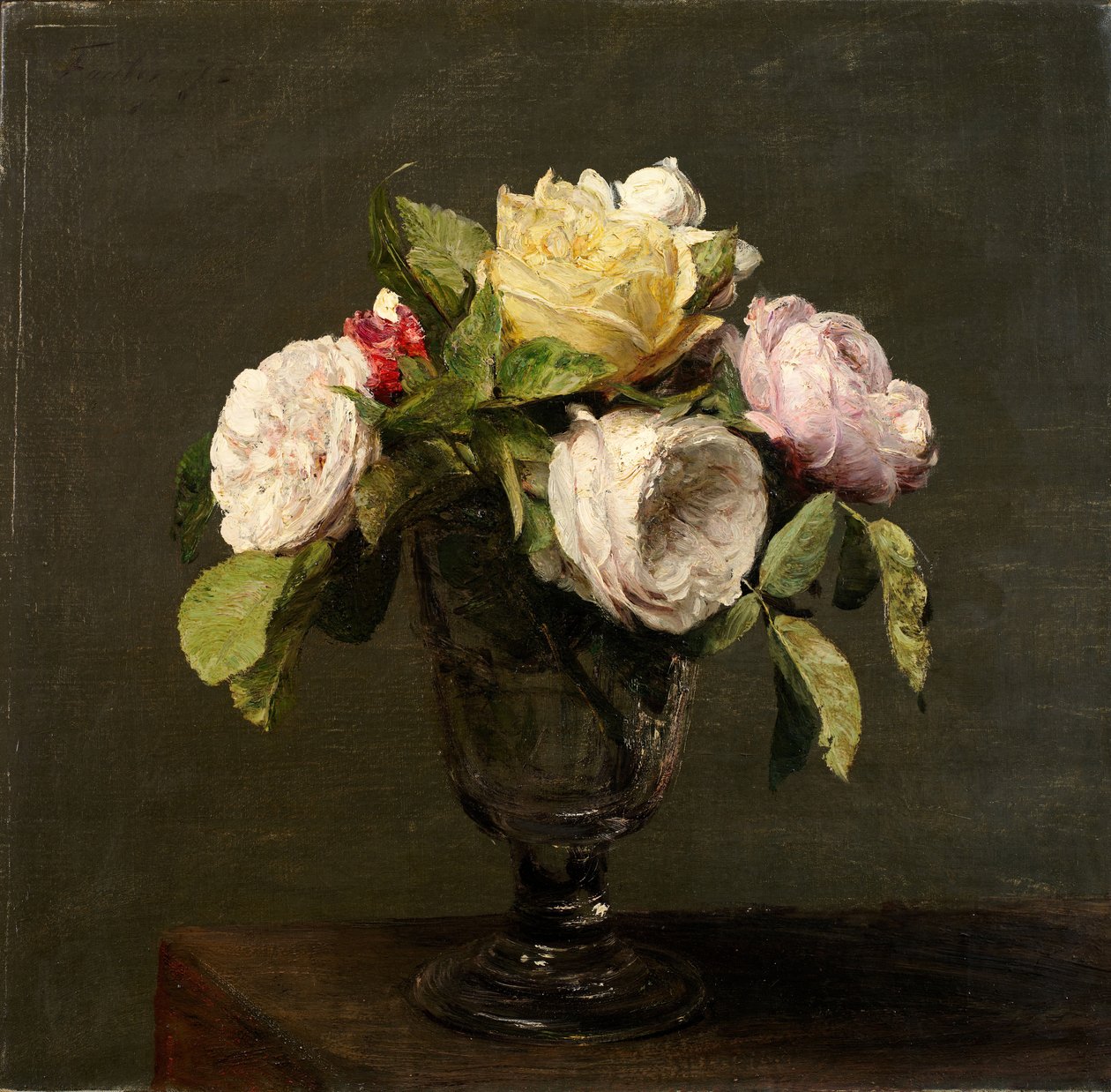 Rosor i en bägare, 1873. av Ignace Henri Jean Fantin Latour