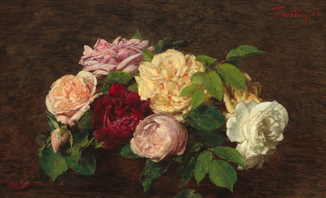 Roses de Nice på ett bord av Ignace Henri Jean Fantin Latour