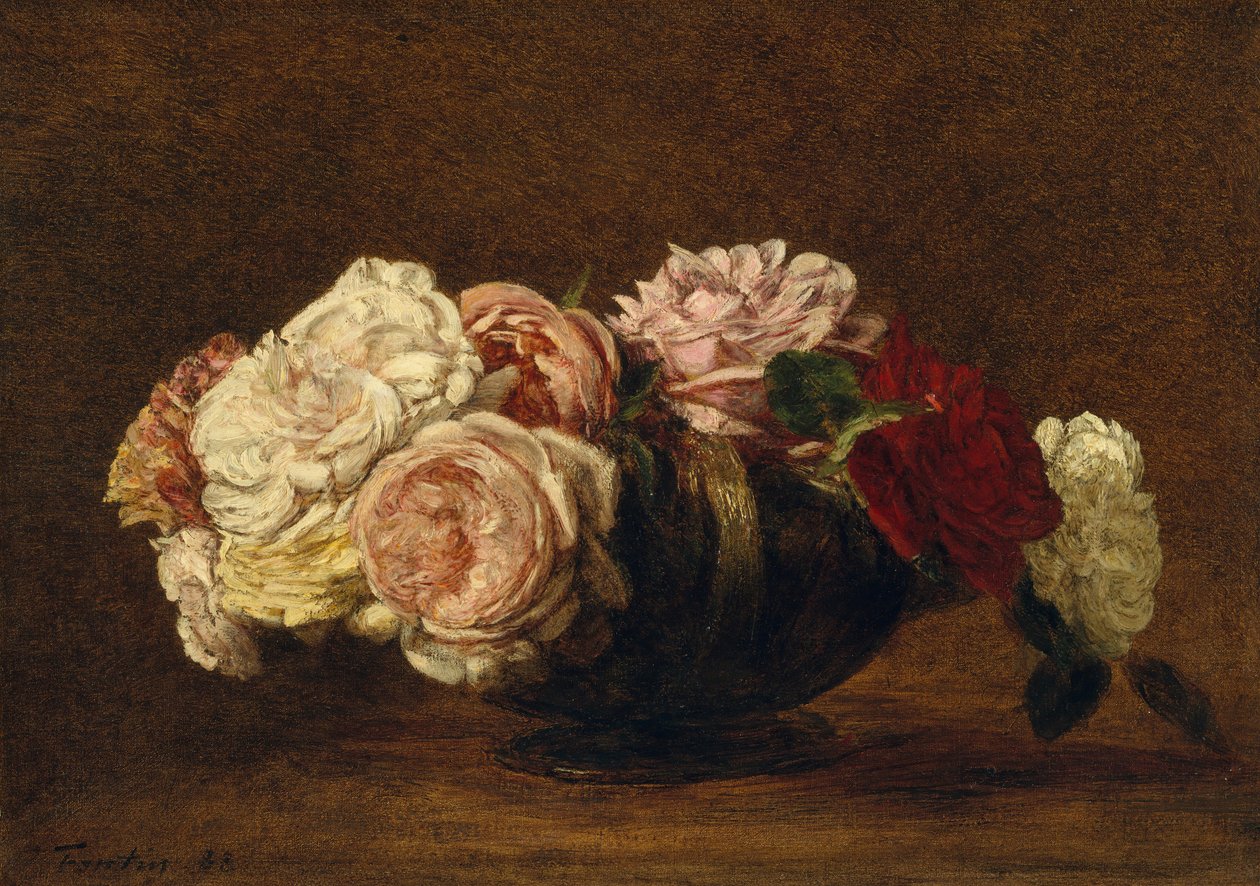 Rosor i en skål, 1883. av Ignace Henri Jean Fantin Latour