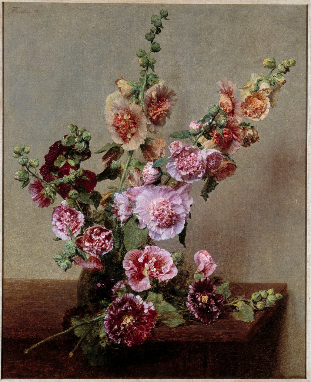 Roses tremieres Målning av Henri Fantin Latour (Fantin-Latour av Ignace Henri Jean Fantin Latour