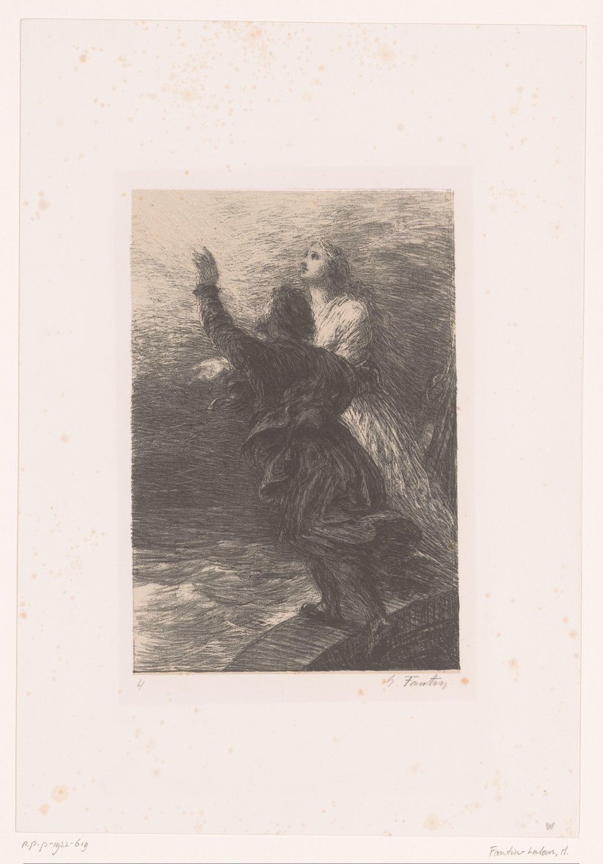 Senta och holländaren stiger upp till himlen Le Vaisseau-Fantome. Akt III. Ravissement de Senta et du Hollandais Richard Wagners liv och verk (serietitel) av Ignace Henri Jean Fantin Latour