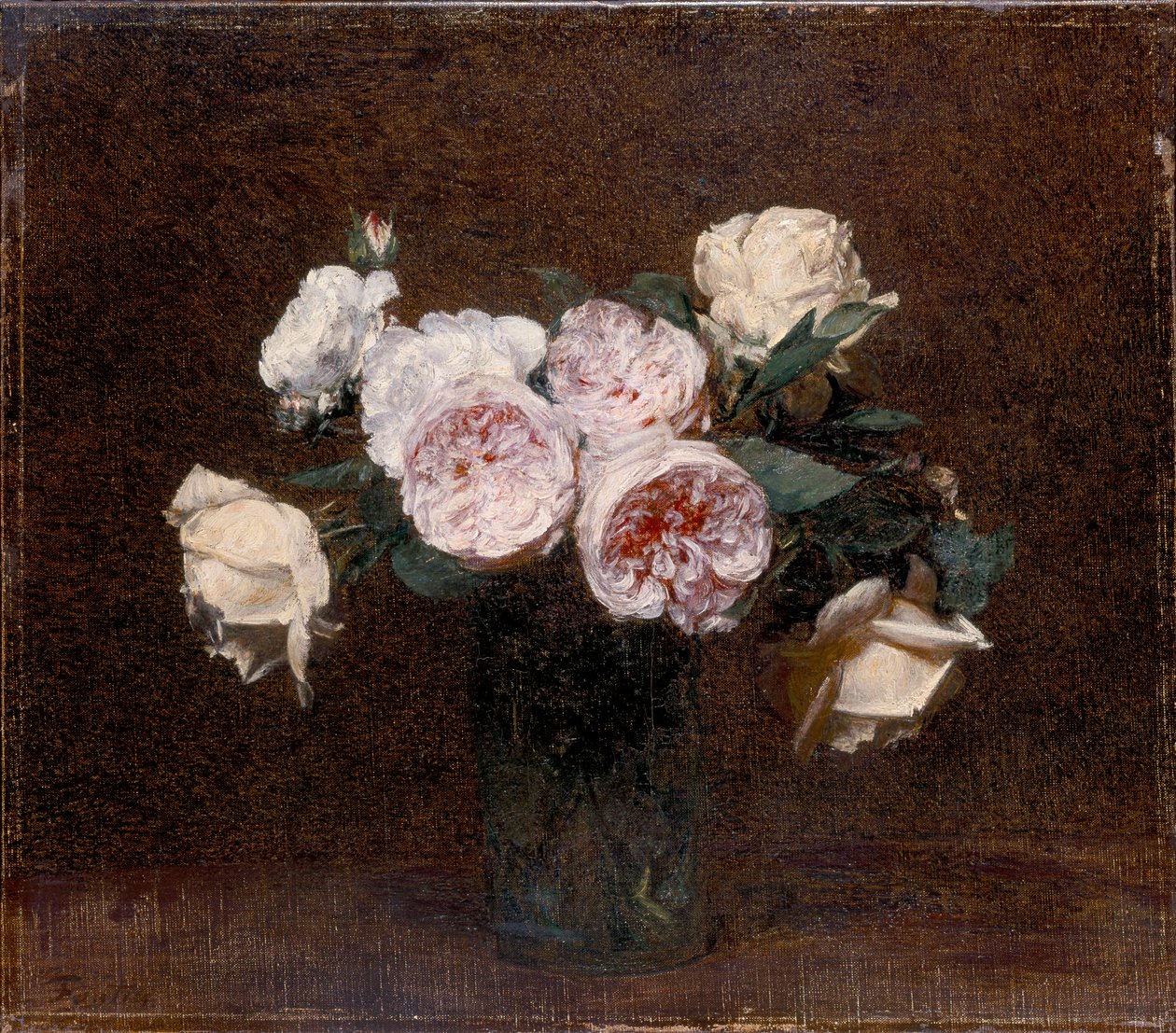 Stilleben: rosa, vita och gula rosor, 1894 av Ignace Henri Jean Fantin Latour