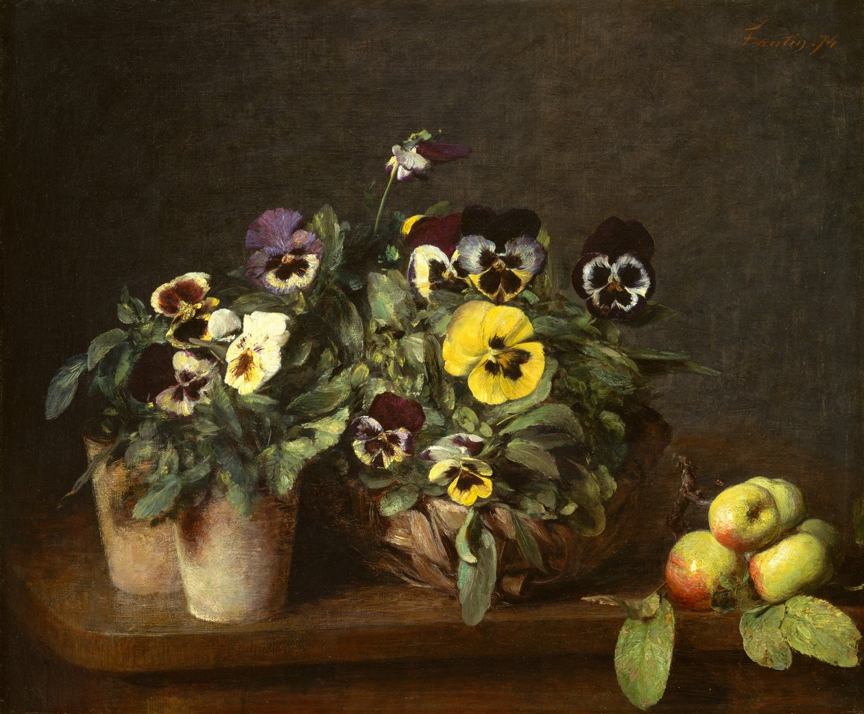 Stilleben med penséer, 1874. av Ignace Henri Jean Fantin Latour