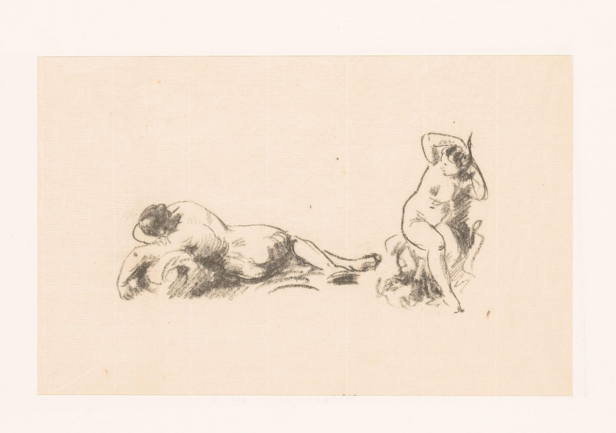 Studieblad med två nakna kvinnor av Ignace Henri Jean Fantin Latour