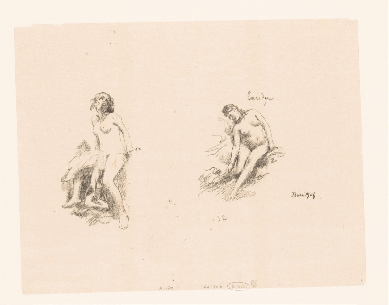 Studieblad med två nakna kvinnor av Ignace Henri Jean Fantin Latour