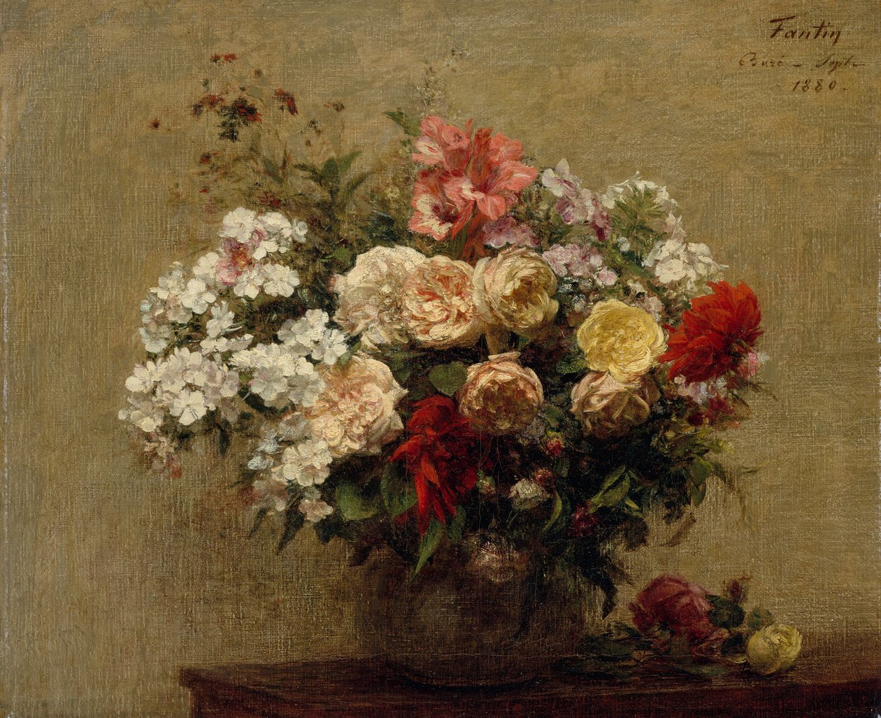 Sommarblommor, 1880. av Ignace Henri Jean Fantin Latour