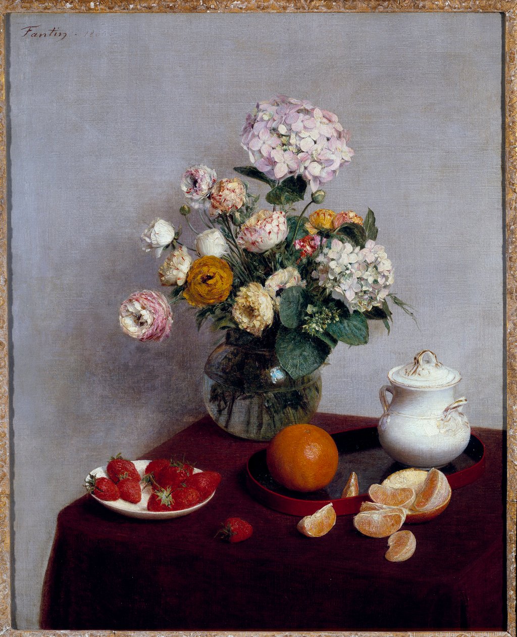 Sommarblommor och fruktmålning av Henri Fantin Latour (Fantin-Latour av Ignace Henri Jean Fantin Latour
