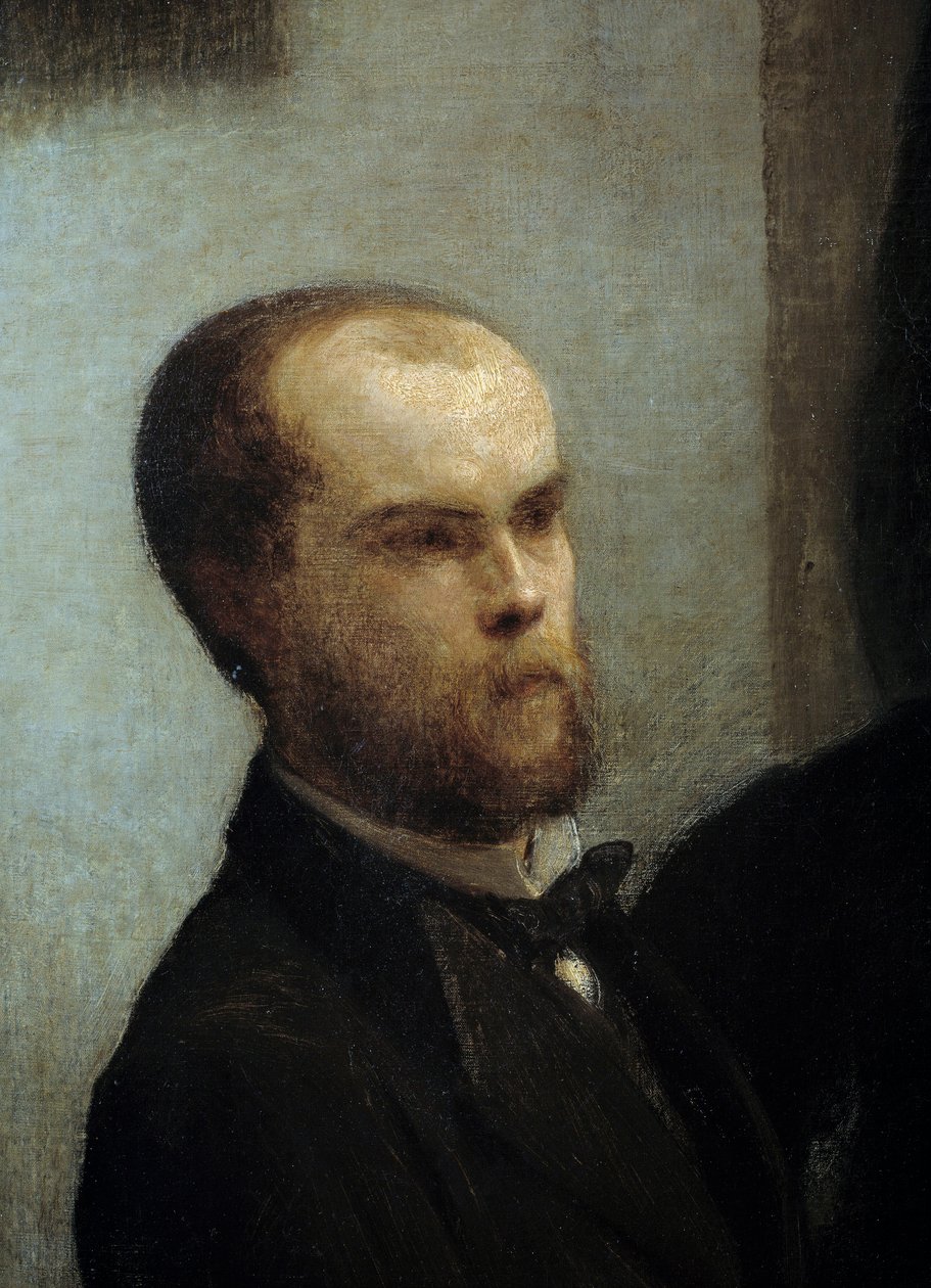 Bordshörn, Detalj. Porträtt av poeten Paul Verlaine. Målning av Henri Fantin Latour (Fantin-Latour av Ignace Henri Jean Fantin Latour