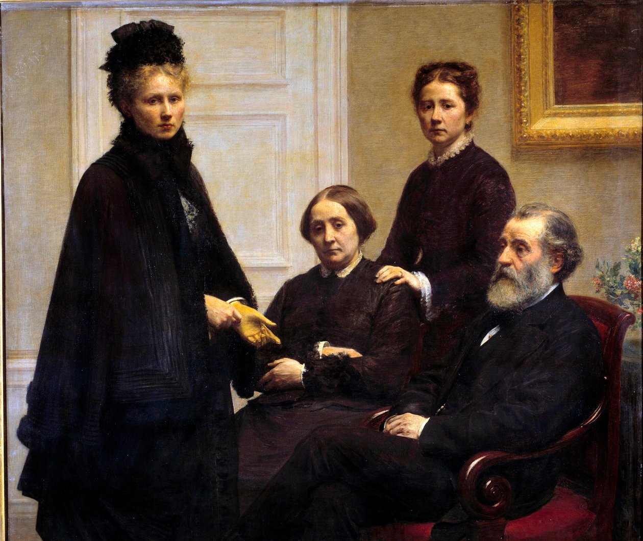 Familjen Dubourg Herr och fru Dubourg och deras döttrar: Victoria, konstnärens hustru, och Charlotte representerade i sorg. Målning av Henri Fantin Latour (Fantin-Latour av Ignace Henri Jean Fantin Latour