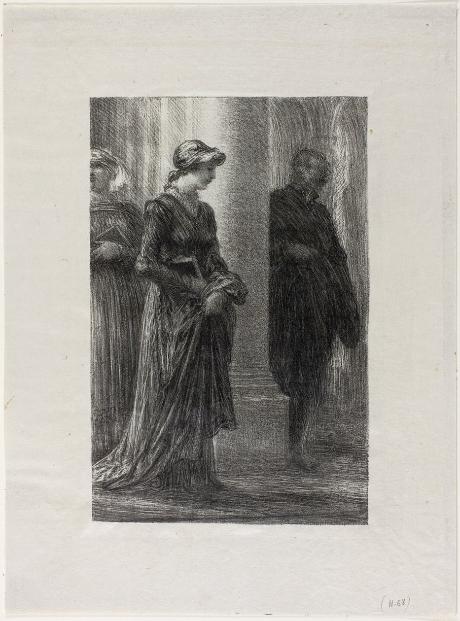 Mästersångarna i Nürnberg, akt I: Walther och Eva möts av Ignace Henri Jean Fantin Latour