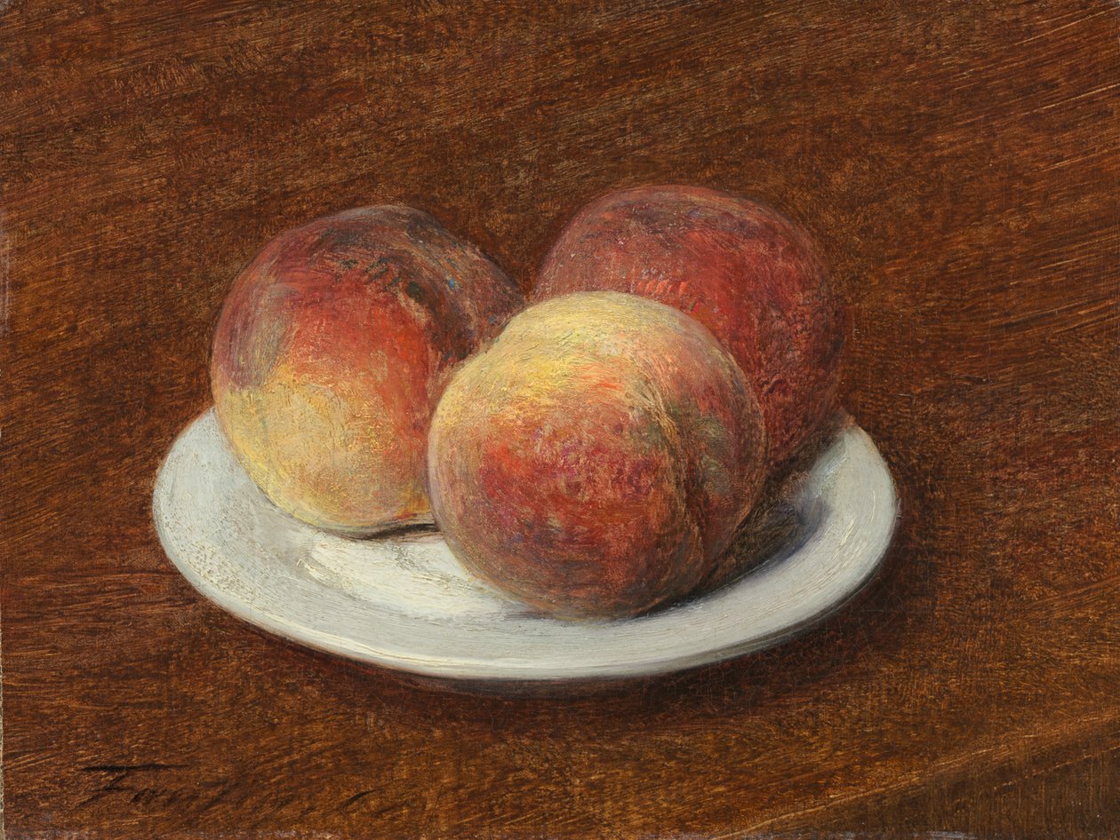 Tre persikor på en tallrik av Ignace Henri Jean Fantin Latour