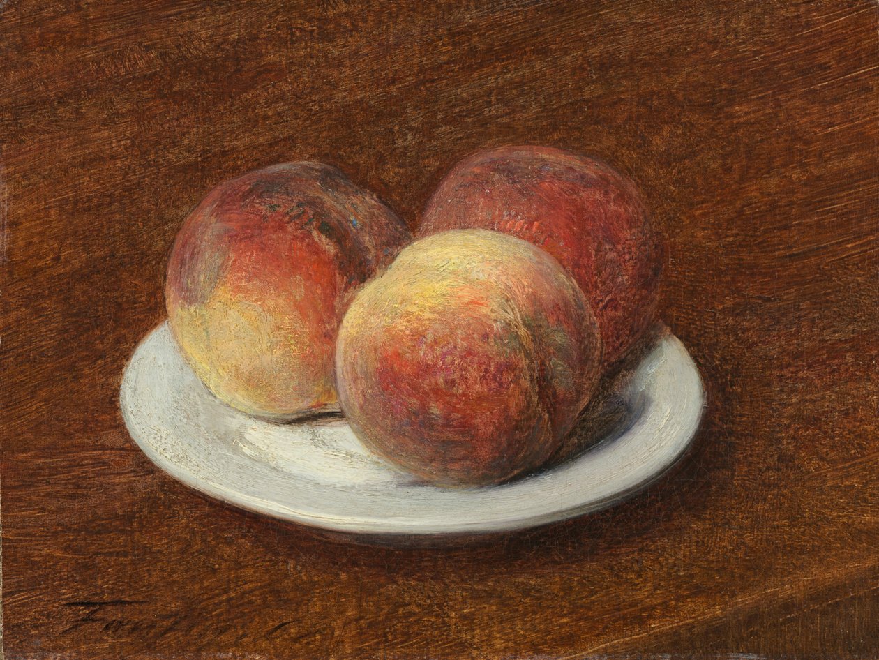 Tre persikor på en tallrik, 1868. av Ignace Henri Jean Fantin Latour