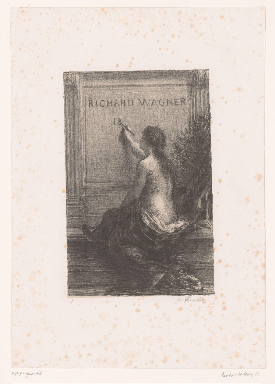 Titeltryck för: Richard Wagner, sa vie et ses œuvres Richard Wagner (titel på objekt) Odödlighet Richard Wagners liv och verk (serietitel) av Ignace Henri Jean Fantin Latour