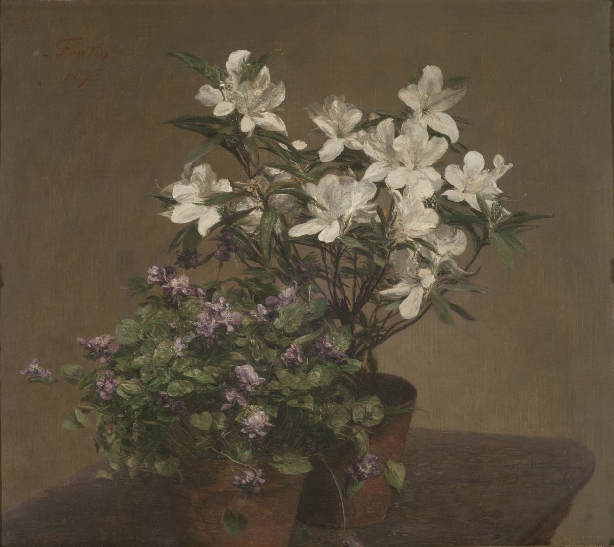 Violer och azaleor av Henri Fantin Latour