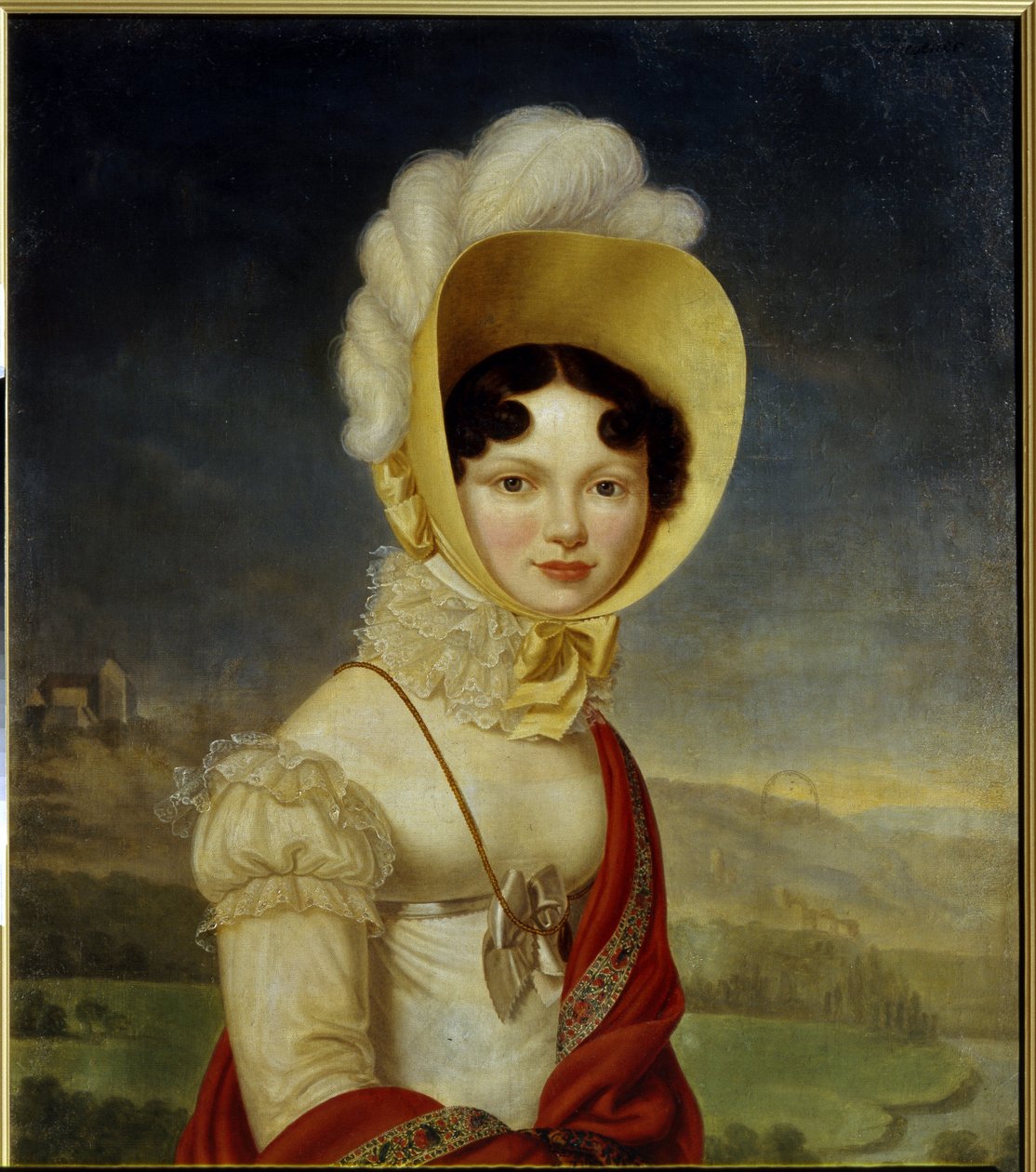 Storhertiginnan Catherine Pavlovna av Ryssland (1788-1819). Målning av Henri Francois Riesener (1767-1828), olja på duk. fransk konst av Henri Francois Riesener