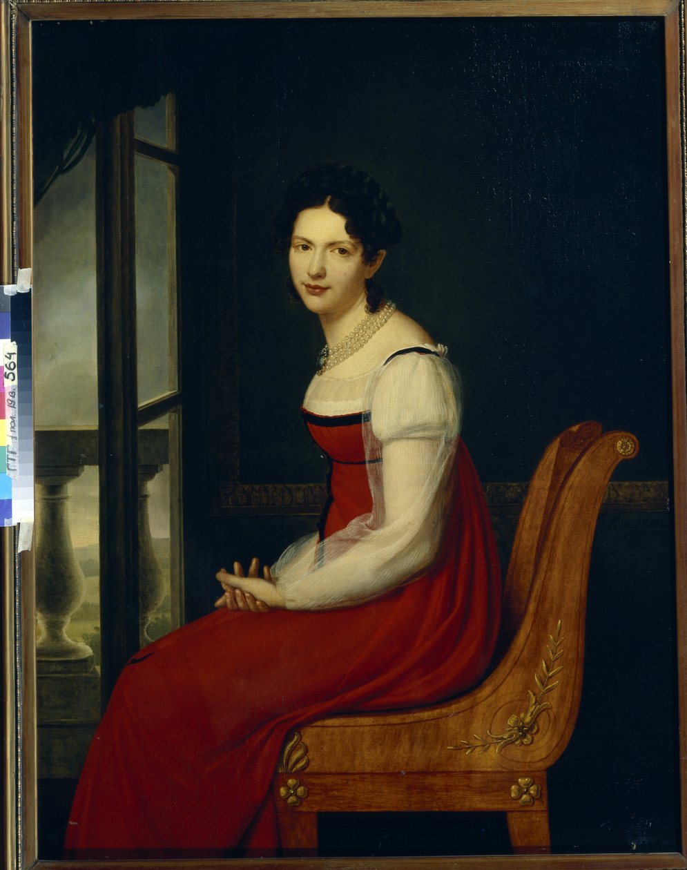 Porträtt av prinsessan Varvara Sergeevna Dolgorukova, född Gagarina (1793-1833) (Princess Varvara Sergeyevna Dolgorukova) - Målning av Henri Francois Riesener (1767-1828), olja på duk (96,8x125 cm) av Henri Francois Riesener