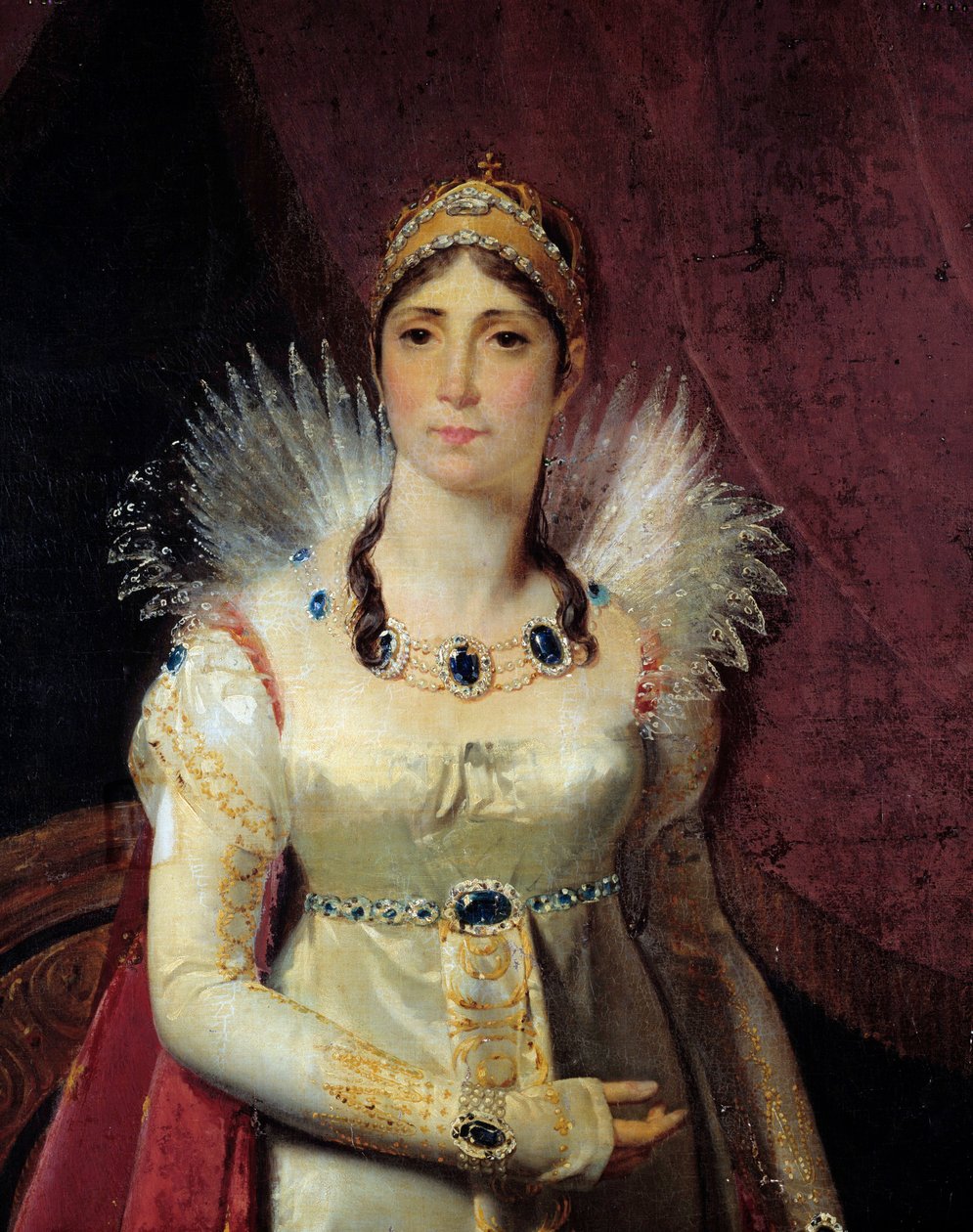 Porträtt av imponen Josephine de Beauharnais (1763-1814) Detalj. Målning av Henri Francois Riesener (1767-1828) 1806 sön. 2,3x1,3 m Malmaison, Malmaisons slott och Bois Preau - Porträtt av kejsarinnan Josephine de Beauharnais (1763-1814) - Detalj. av Henri Francois Riesener