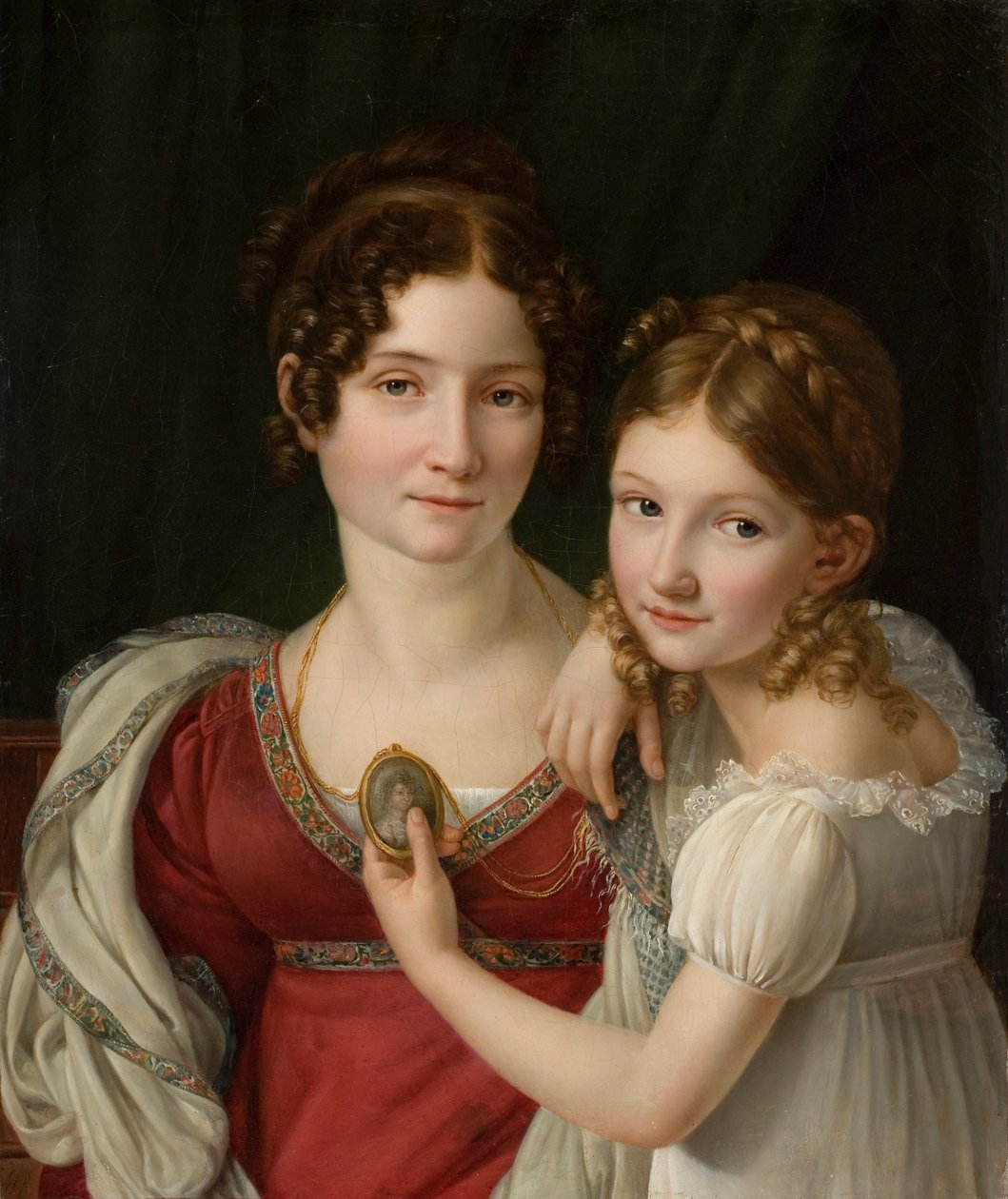 Porträtt av en mor med sin dotter, 1816-1822. av Henri Françoiss Riesener