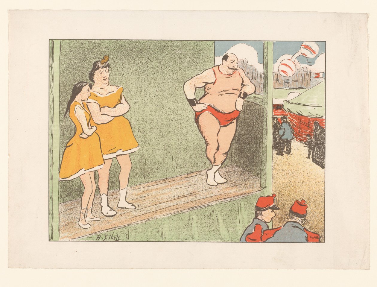 Tre skådespelare på en scen Föreställningar från Théâtre Libre (serietitel) Les Programs du Théâtre Libre (serietitel) av Henri Gabriel Ibels