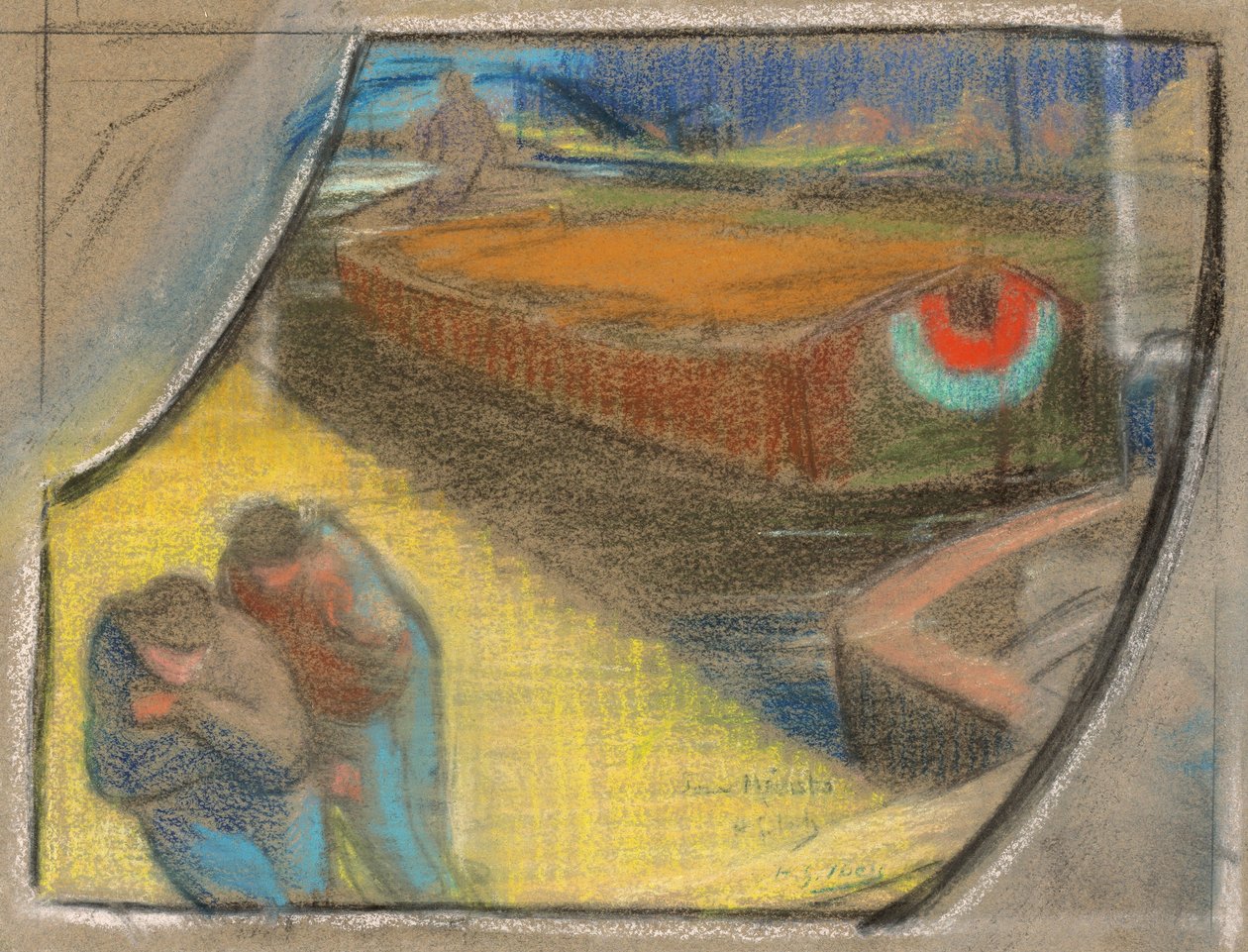 Män som bogser en pråm [Studier för Boubourouche] av Henri Gabriel Ibels