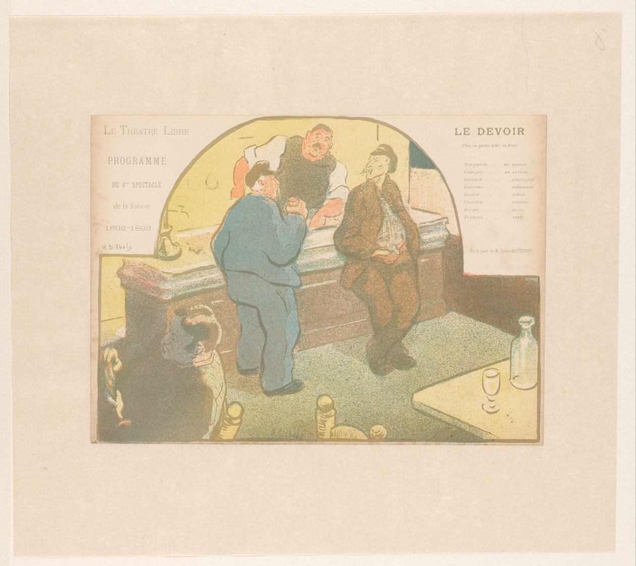 Fyra män i en bistro Le Devoir (titel på objekt) Föreställningar av Théâtre Libre (serietitel) Les Programs du Théâtre Libre (serietitel) av Henri Gabriel Ibels